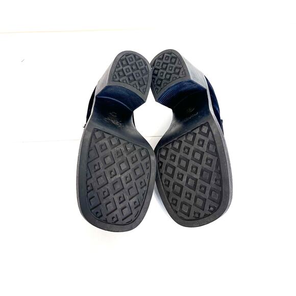 Vintage Y2K 90s Lower East Side Velvet Loafers Size 7.5 Black Chunky Heel Bratz - Picture 5 of 11